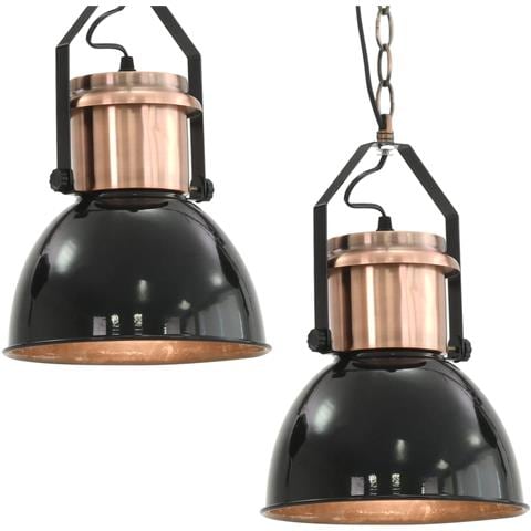 Lampade Da Soffitto 2 Pz Nero Tondo E27 - Foto 1