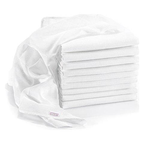 Piazze Bambino Mussola Burp Cloth Swaddles 10 Pacchetti Di Grandi Dimensioni 80x80 Cm Bianco Qualit Premium - Doppia Intrecciata Oeko-tex Certificato Lavabile A 90 C - Foto 1