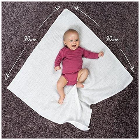 Piazze Bambino Mussola Burp Cloth Swaddles 10 Pacchetti Di Grandi Dimensioni 80x80 Cm Bianco Qualit Premium - Doppia Intrecciata Oeko-tex Certificato Lavabile A 90 C - Foto 4
