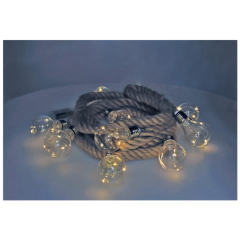 Ghirlanda Di Corda Di Iuta - Stile Industriale - 10 Lampadine Led - 2 M - 71209 - Foto 2