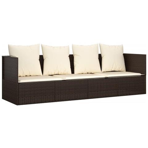 Lettino Prendisole da Esterno con Cuscini Marrone in Polyrattan - Foto 1