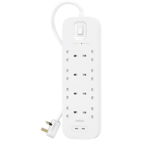Belkin Connect Bianco 8 Presa[e] Ac 2 M (power Strip With Overvoltage - Protection 8 Sockets With 2 X Us) - Foto 1