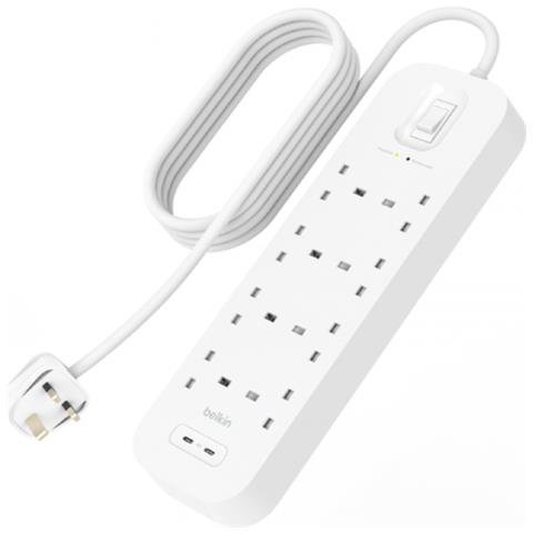 Belkin Connect Bianco 8 Presa[e] Ac 2 M (power Strip With Overvoltage - Protection 8 Sockets With 2 X Us) - Foto 2