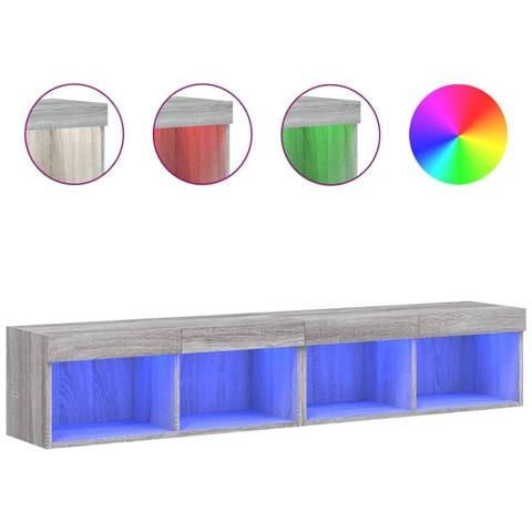 Mobili Porta Tv Con Luci Led 2 Pz Grigio Sonoma 80x30x30 Cm - Foto 2