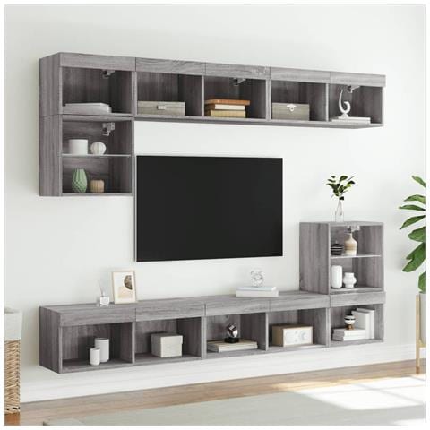 Mobili Porta Tv Con Luci Led 2 Pz Grigio Sonoma 80x30x30 Cm - Foto 3