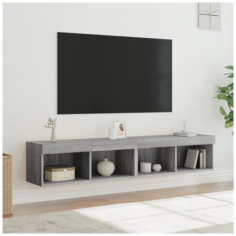 Mobili Porta Tv Con Luci Led 2 Pz Grigio Sonoma 80x30x30 Cm - Foto 1