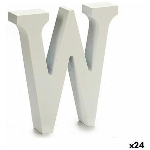 Lettera W Legno Bianco (2 X 16 X 14,5 Cm) (24 Unità) - Foto 1