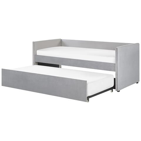Letto Estraibile Velluto Troyes 90 X 200 Cm Grigio Chiaro - Foto 6