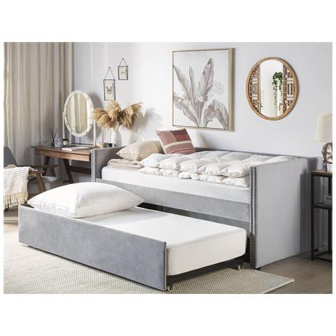 Letto Estraibile Velluto Troyes 90 X 200 Cm Grigio Chiaro - Foto 1