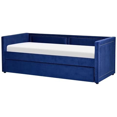 Letto Estraibile Velluto A Coste Mimizan 90 X 200 Cm Blu Marino - Foto 11