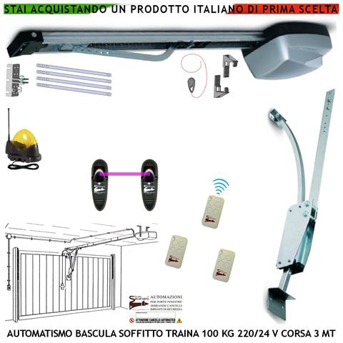 Basculante Contrappesi 100 Kg Motore 220/24 V Autoreverse Archetto Fotocellule 3 Radiocomandi Faro Antenna - Foto 1