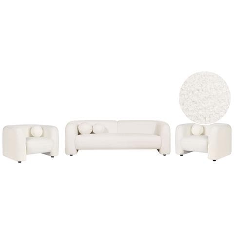 Set Da Salotto 5 Posti Leiren Bouclé Bianco - Foto 1