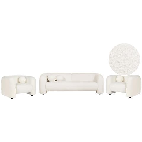 Set Da Salotto 5 Posti Leiren Bouclé Bianco - Foto 2