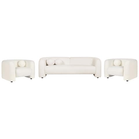 Set Da Salotto 5 Posti Leiren Bouclé Bianco - Foto 8