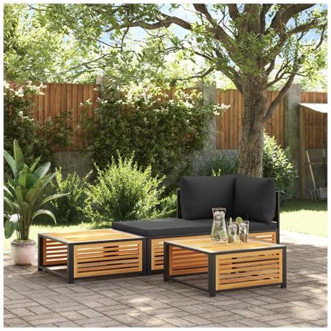 Tavolo Da Giardino 68x68x30 Cm In Legno Massello Di Acacia - Foto 3