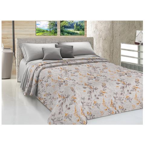 Copriletto Piquet Primavera Estate 100% Cotone Sofia Disegno Vittoria Matrimoniale Ocra - Foto 1