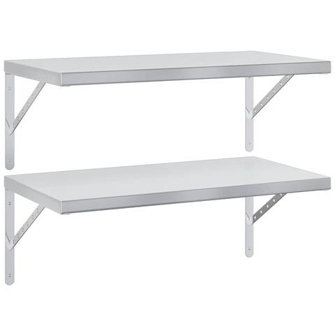 Mensole A Muro 2 Pz 75x40 Cm Argento In Acciaio Inossidabile - Foto 1