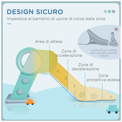 Scivolo Per Bambini Pieghevole In Plastica Età 18 Mesi-3 Anni, 102x53x53cm, Verde - Foto 6