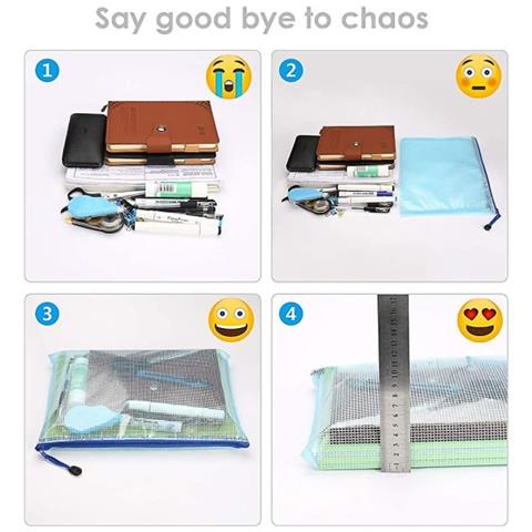 Tasche In Plastica Con Chiusura A Zip. Buste Porta Documenti A4 Da 6 Pezzi E Buste A5 Da 6 Pezzi - Foto 4