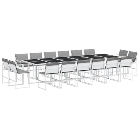 Set Da Pranzo Da Giardino 17 Pz Con Cuscini Bianco In Textilene - Foto 1