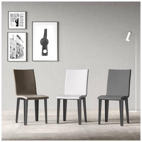 Sedia Armida Gambe Antracite Cuscino Bianco 01 (gambe Coniche) - Foto 4