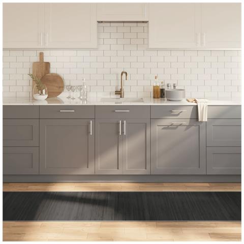 Tappeto Rettangolare Grigio 70x400 Cm In Bambù - Foto 1