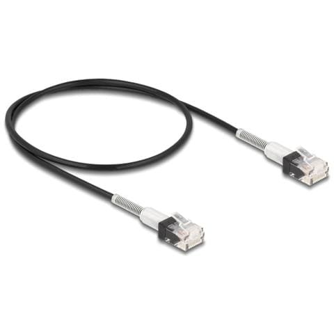 Cavo di rete RJ45 con protezione a doppia curvatura Cat. 6A UTP Slim da 0,5 m nero - Foto 1