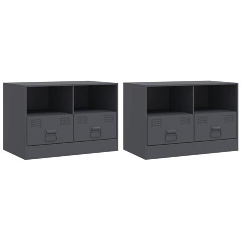 Mobili Tv 2 Pz Antracite 67x39x44 Cm In Acciaio - Foto 2