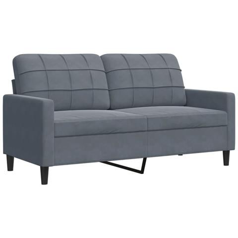 Divano A 2 Posti Grigio Scuro140 Cm In Velluto - Foto 2