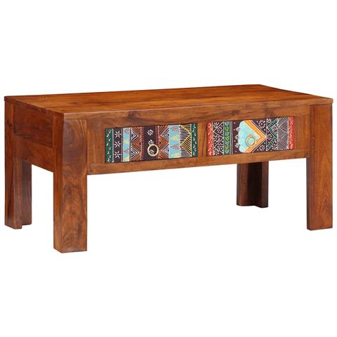 Tavolino Da Salotto 90x50x40 Cm In Legno Massello Di Acacia - Foto 1