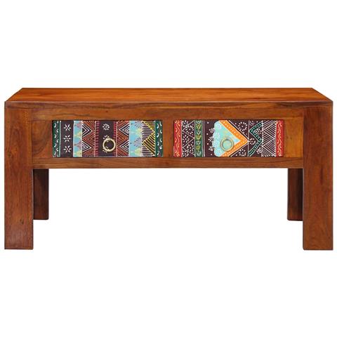 Tavolino Da Salotto 90x50x40 Cm In Legno Massello Di Acacia - Foto 2