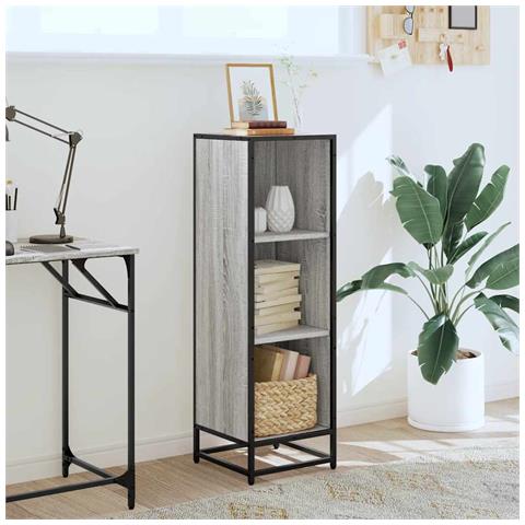 Libreria Grigio Sonoma 33,5x33x107,5 Cm In Legno Multistrato - Foto 3