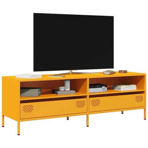 Mobile Tv Giallo Senape 135x39x43,5 Cm In Acciaio - Foto 1