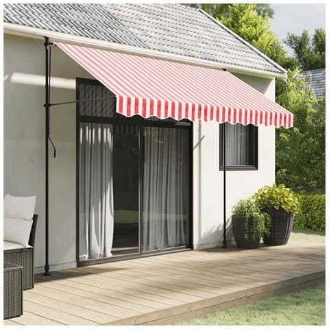 Tessuto Ricambio Per Mantovana Da Tenda Righe Rosse Bianche 3 M - Foto 1