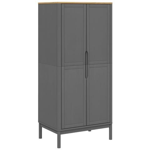 Armadio Floro 77x53x171 Cm In Legno Massello Di Pino Grigio - Foto 2