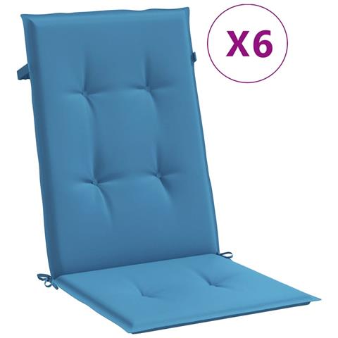 Cuscini Sedia Schiena Alta 6 Blu Mélange 120x50x4 Tessuto - Foto 1