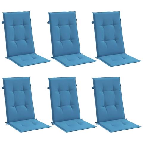 Cuscini Sedia Schiena Alta 6 Blu Mélange 120x50x4 Tessuto - Foto 2