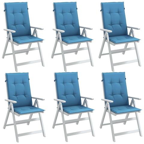 Cuscini Sedia Schiena Alta 6 Blu Mélange 120x50x4 Tessuto - Foto 8