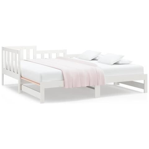Dormeuse Estraibile Bianca 2x (90x190) Cm Legno Massello Di Pino - Foto 1