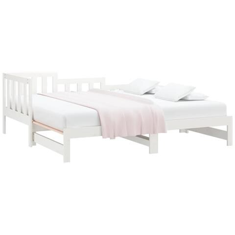 Dormeuse Estraibile Bianca 2x (90x190) Cm Legno Massello Di Pino - Foto 2