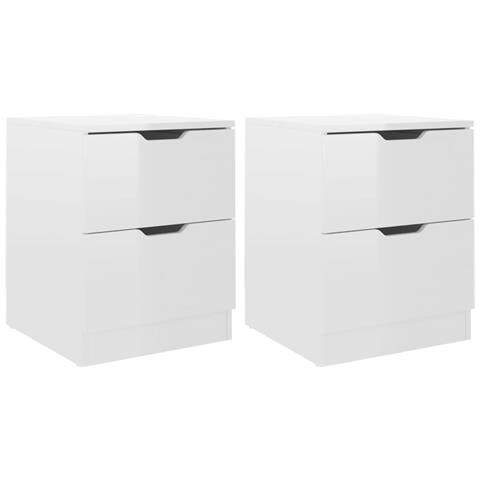 Lusso Casadino -  Comodini 2 Pz Bianco Lucido 40x40x50 Cm In Legno Multistrato - Foto 1