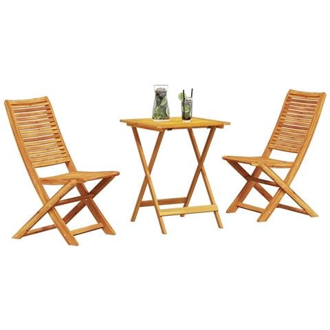 Set Bistro Pieghevole 3 Pezzi in Legno Massello di Acacia di - Foto 2