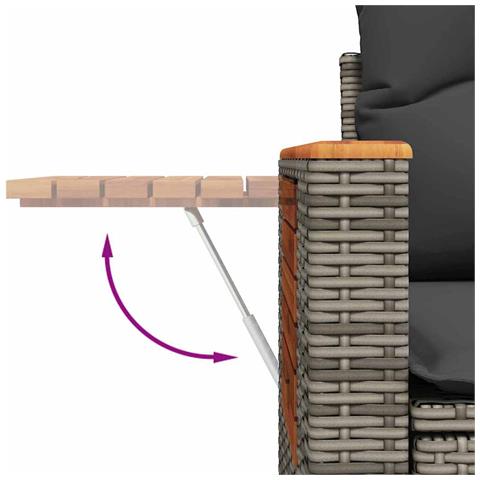 Set Divano da Giardino da 13 Pezzi con Cuscini Grigio Polyrattan Acacia,  Set da Pranzo da Giardino da 3 Pezzi con Cuscini Grigio Polyrattan Acacia - Foto 9