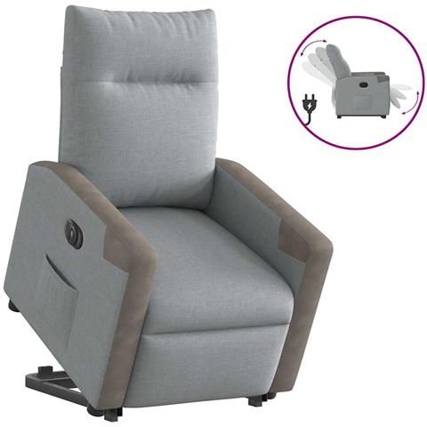 Poltrona Reclinante Alzapersona Elettrica Grigio Chiaro Tessuto - Foto 1