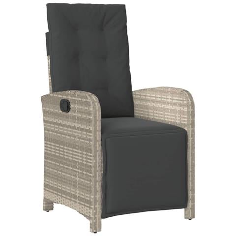 Sedia Reclinabile Giardino Poggiapiedi Grigio Chiaro Polyrattan - Foto 1