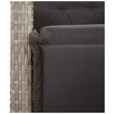 Sedia Reclinabile Giardino Poggiapiedi Grigio Chiaro Polyrattan - Foto 9