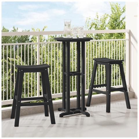 Set di 3 Sgabelli da Bar  Nero HDPE, Tavolo da Bar  in Nero 55x55x107 cm HDPE, Sgabelli da Bar  2 pezzi Nero HDPE - Foto 2