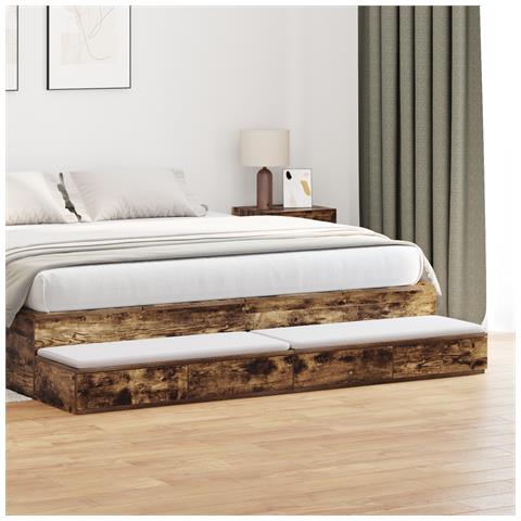 Cassetti per letto in rovere affumicato - 180x36,5x16,5 cm - Realizzati in legno ingegnerizzato - Foto 2