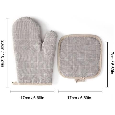 Set Di Guanti E Presine Per Forno A Microonde Da Cucina - Protezione Termica Grey - Foto 2