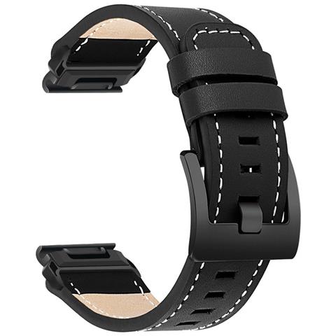 Cinturino In Vera Pelle Stile Retrò Compatibile Con Garmin Fenix 8/fenix 7x /fenix 3 Black 26 Millimetri - Foto 1
